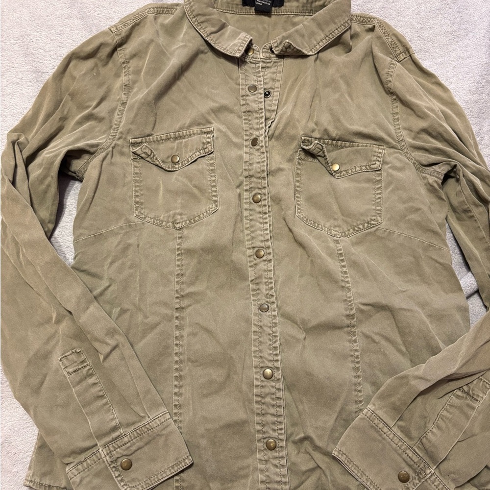 Forever 21 Khaki Casual Shirt